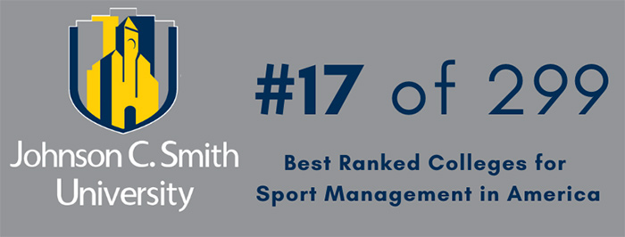 Graphic that says #17 of 299 Best Ranked Colleges for Sport Management in America