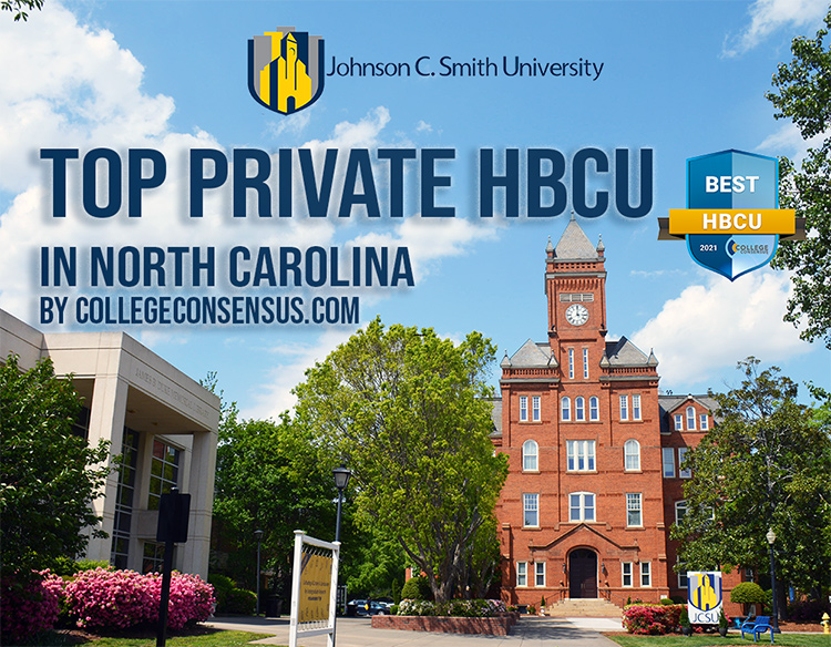 Graphic that says Top Private HBCU in North Carolina by collegeconsesus.com