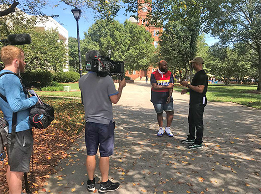 Jemayne King talking to the ESPN camera crew