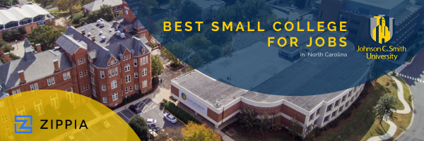 Graphic that says Zippia - Best Small College for Jobs in North Carolina