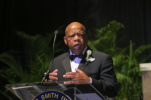 Photo of the Hon. John Lewis receiving the JCSU Arch of Triumph Award at the Gala on April 20, 2013