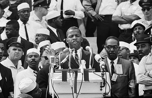 Photo of John R. Lewis speaking at the March on Washington