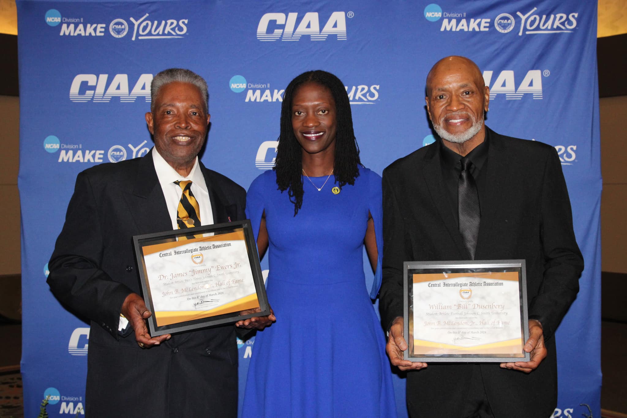 Dr. James "Jimmy" Ewers, Dr. Valerie Kinloch and William Bill Dusenberry at the 2024 CIAA Hall of Fame Induction Ceremony