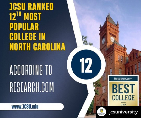 JCSU Ranked 12th Most Popular College in North Carolina according to Research.com