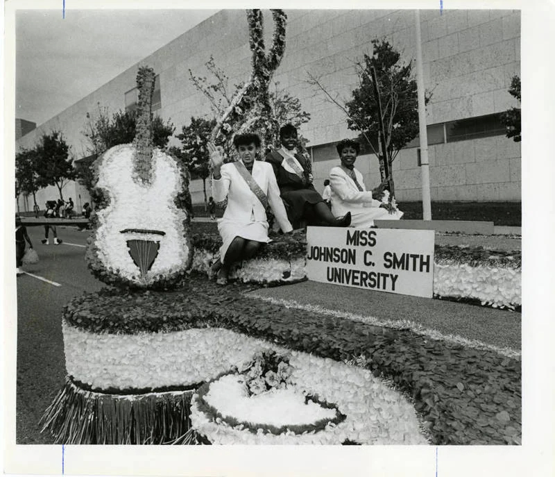 Miss JCSU and her attendants in the Homecoming parade. Inez Moore Parker Archives, Johnson C. Smith University · pr00019