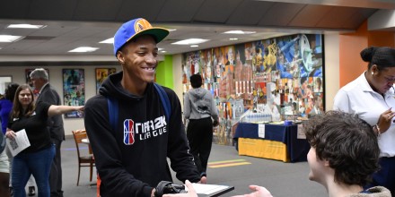 Student at laptop giveaway