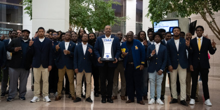 Group shot in the City Council Chamber