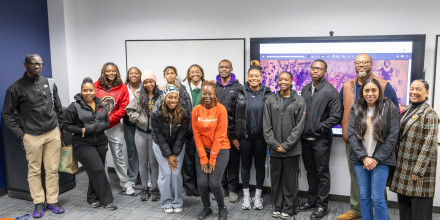 Group shot of students with Utley