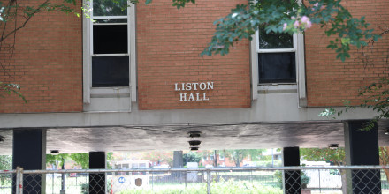 Front of Liston Hall during demolition day