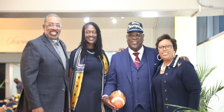 Coach Flowers, Dr. Kinloch, Reverend Kimber and Dr. Hendricks at the luncheon