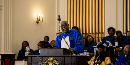 Rev. Dr. Kimber addresses the audience during the 2026 Baccalaureate Service