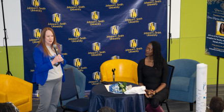 President Kinloch and Bruns Academy Principal Nicki Dudley at the partnership signing