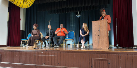 Wide shot of the stage at the Maternal Health Conversation