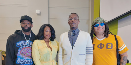 Mark E. Swinton in a group shot after the screening