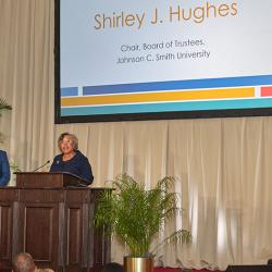 Shirley Hughes talking at the MREI kickoff event