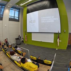 Wide shot of the NC 10 conference in the New Science Center