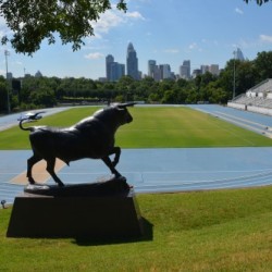 Photo of Irwin Belk Complex with Charlotte's Uptown in background