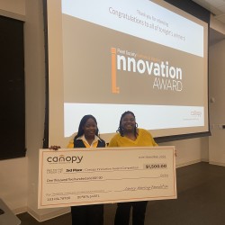 Holiness Mhlanga wins third-place prize in the Canopy Innovation Award Competition in mid-November. The prize included a scholarship for $1,500.