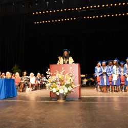 President Kinloch giving graduation speech at Burke High School