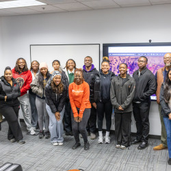 Group shot of students with Utley
