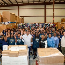 Football Team at the Community Service event before the CIAA Championship Game