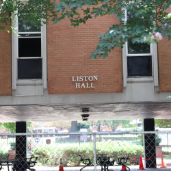 Front of Liston Hall during demolition day