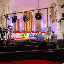 Black History Panel setup and filming in the church