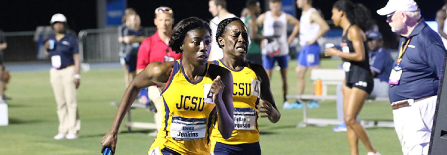 Photo of Tovea Jenkins ’17 running while a student at JCSU