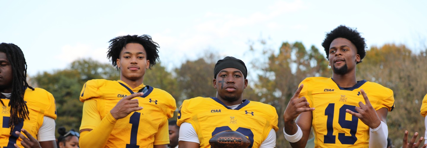 Players holding the Commemorative Classic trophy