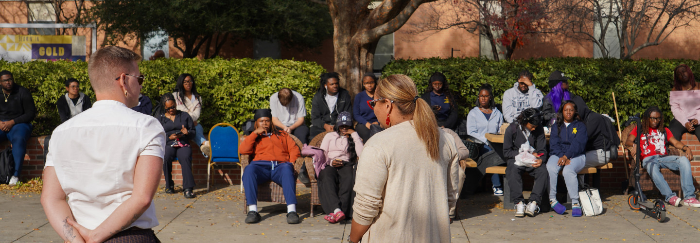 Bunzey and Lima-Neves address the crowd