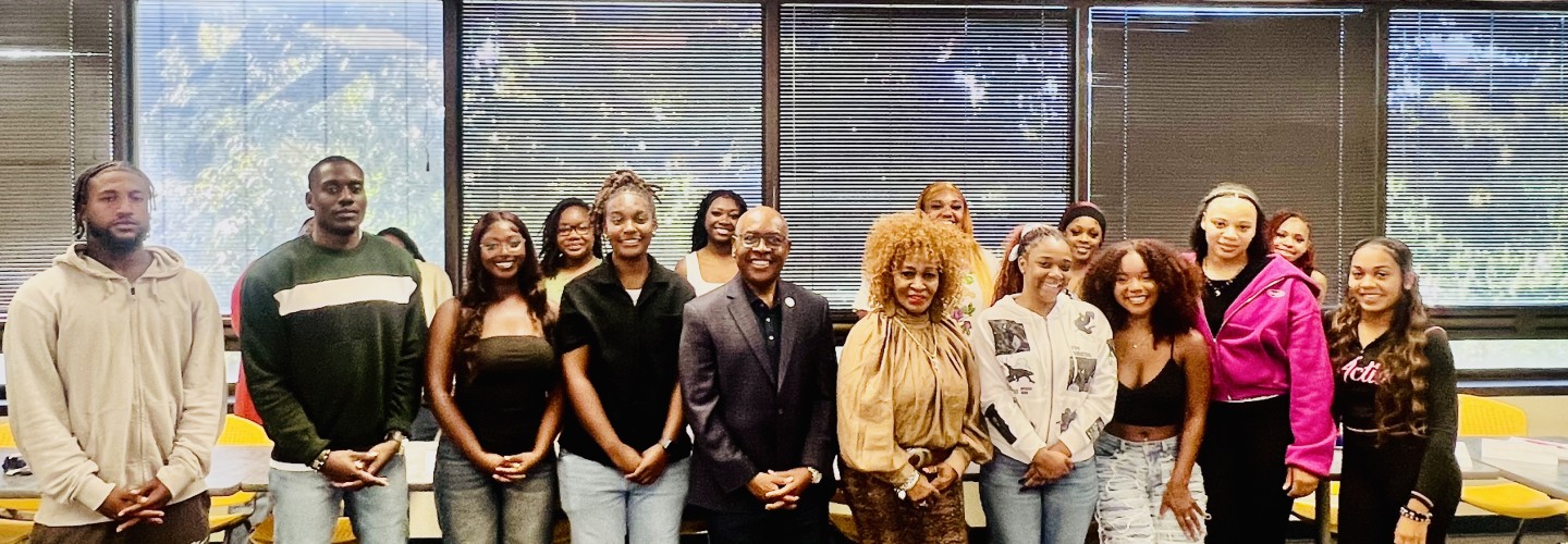 Dr. Alphonso Ogbuehi, Dean of the College of Business and Professional Studies delivered a guest lecture to the class