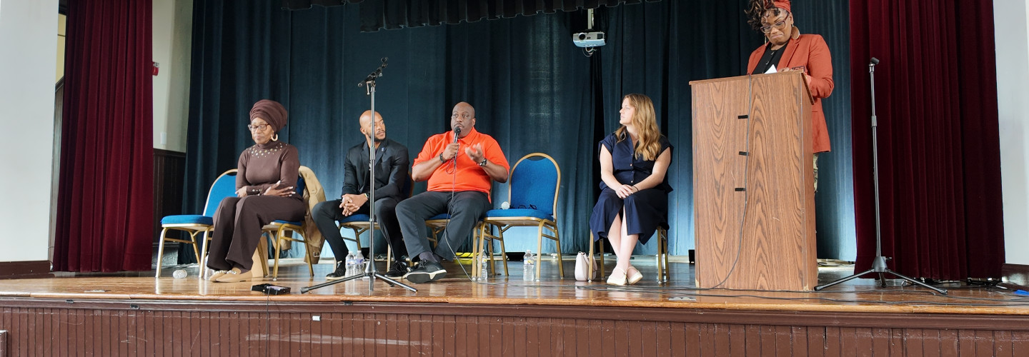 Wide shot of the stage at the Maternal Health Conversation