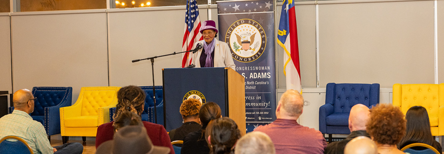 Adams gives her State of the District speech at JCSU
