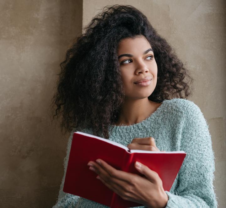 Student reading a book