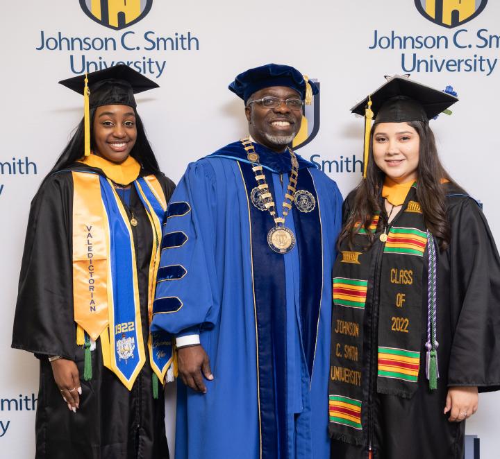 President Armbrister with the two 2022 Valedictorians