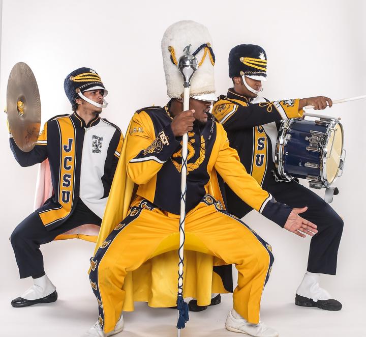 Photo of three JCSU band members