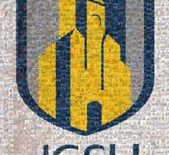 Animated photo mosaic of the JCSU logo that zooms in and back out