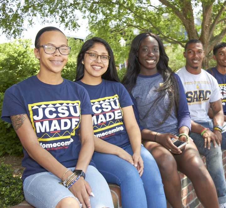 Students sitting on the block