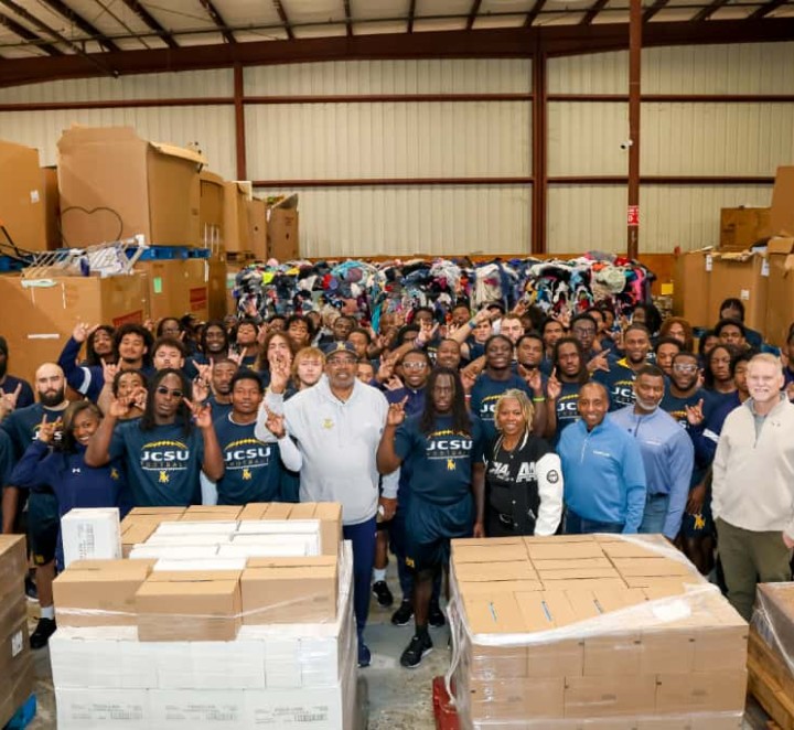 Football Team at the Community Service event before the CIAA Championship Game