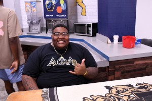 Member of the alphas in cafeteria