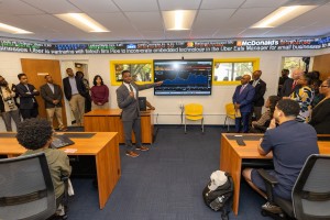 Ryan McGauley showing off the Bloomberg Terminal