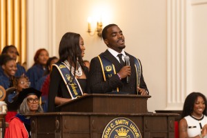 Mister JCSU, Stanley St. Vilus II and Miss JCSU, Jaiden Isome, introduced President Valerie Kinloch