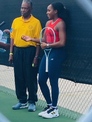 Dr. James Ewers and Coco Gauff.