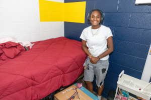Nasya Jordan, a first-year social work major from Atlantic City, New Jersey.