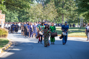 Student process across campus during Freshman Convocation 2026