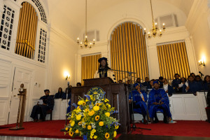 President Kinloch addresses the crowd during the Founders' Day Convocation