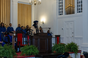 President Kinloch giving the keynote speech at the 2026 Freshman Convocation