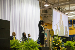 Kennedy Meador speaking at the Honors Convocation