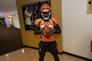 Students had an opportunity to interact and try on the same equipment used by NFL Players