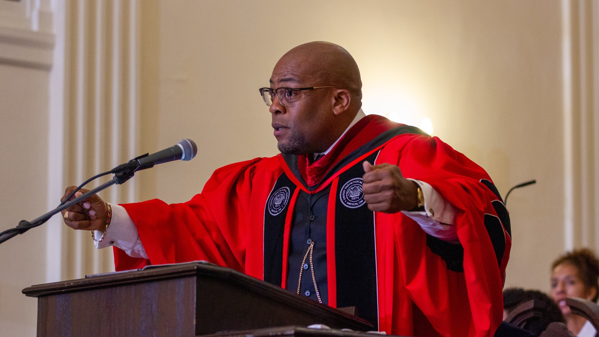 Rev. Dr. L. Bernard Jakes speaking during Baccalaureate 2023